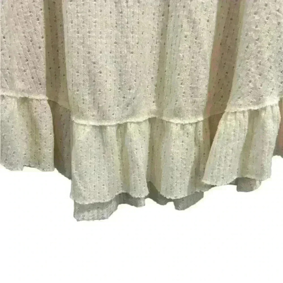 Anthropologie Maeve Addie ruffle Hacci hem cowl neck ecru sweater medium - Picture 10 of 12